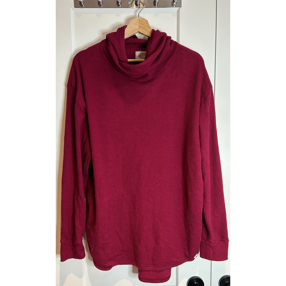 Stanfields Heritage women's XL Burgundy Waffle Knit Cowl Neck Hoodie Canada Made